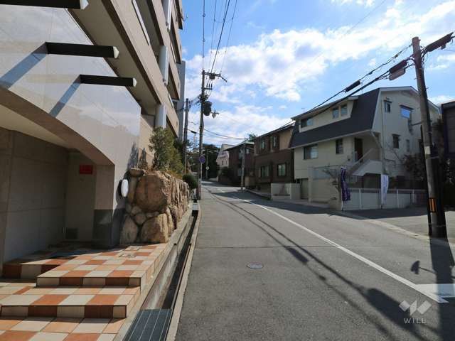 敷地南側の前面道路(西側から)