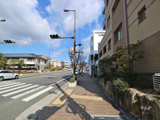 敷地西側の前面道路(南側から)