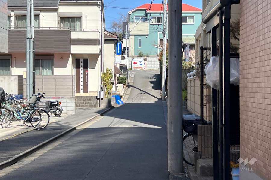 敷地の西側前面道路（南側から）