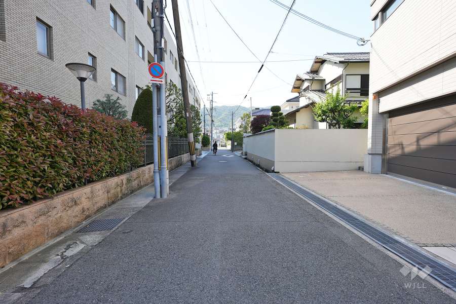 敷地北東側の前面道路（南東側から）