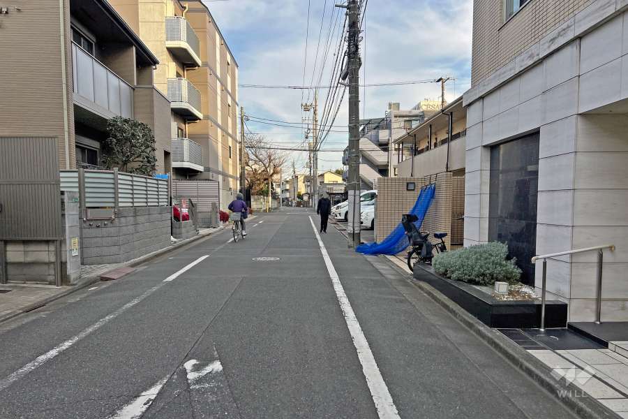 敷地の北東側前面道路（北西側から）