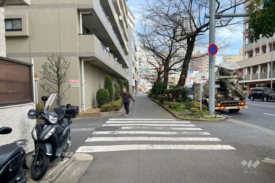 敷地南側の前面道路（西側から）