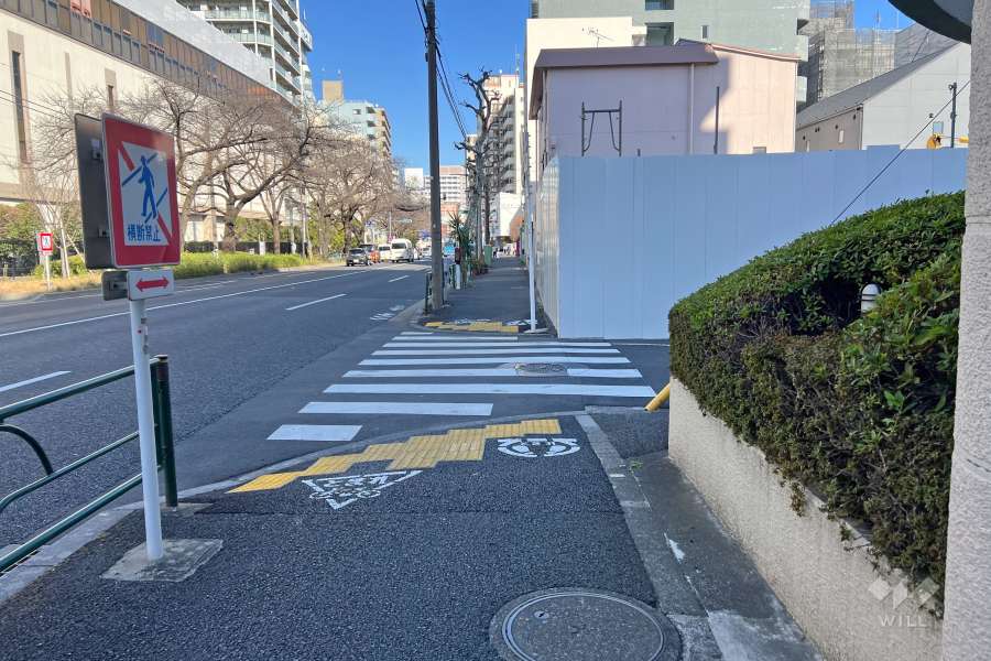 敷地の北側前面道路（西側から）