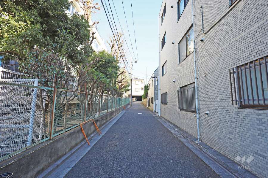敷地北側の前面道路（西側から）