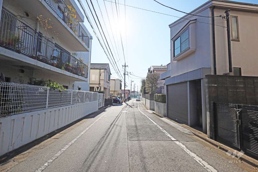 敷地西側の前面道路（北側から）