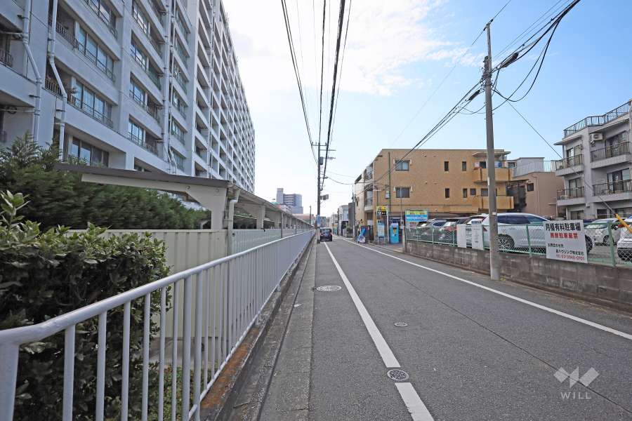 敷地西側の前面道路（北側から）