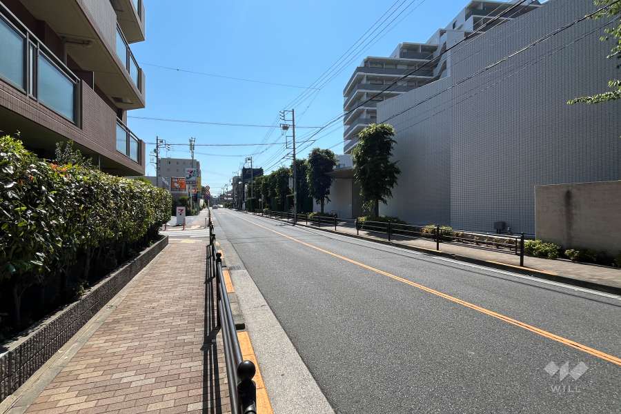 敷地の北側前面道路（西側から）