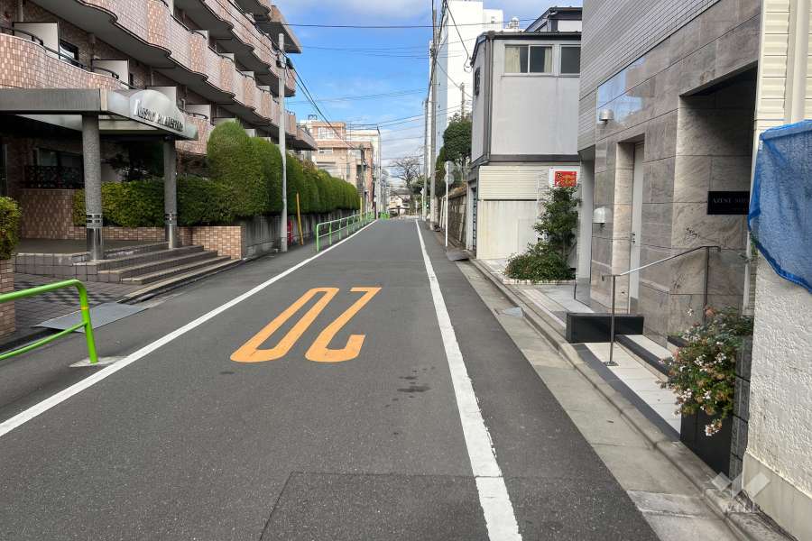 敷地の西側前面道路（南側から）