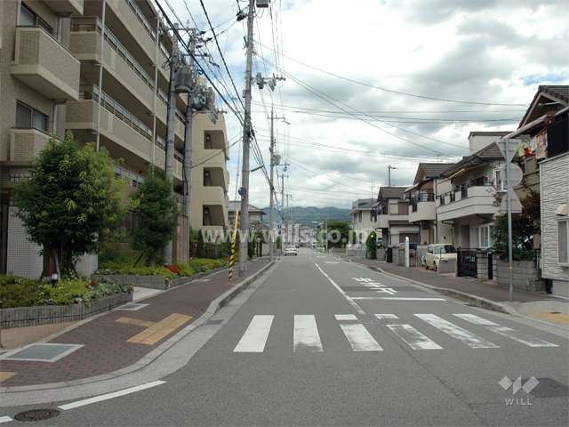 北東側の前面道路。突き当りは国道171号線。