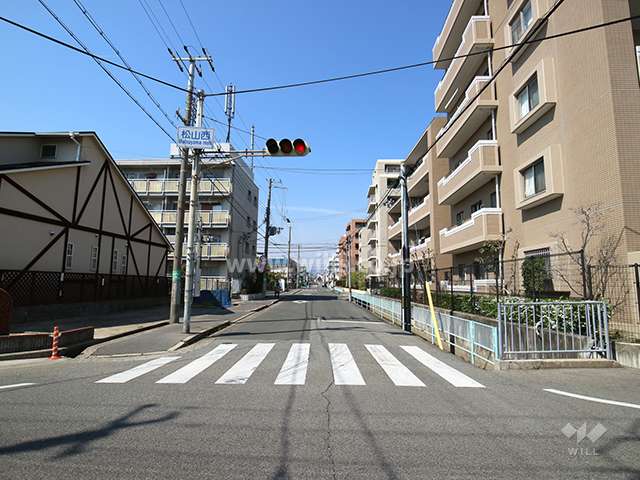 敷地西側の前面道路