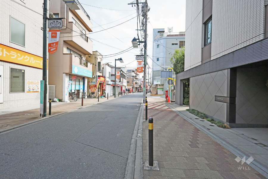 敷地北側の前面道路（西側から）