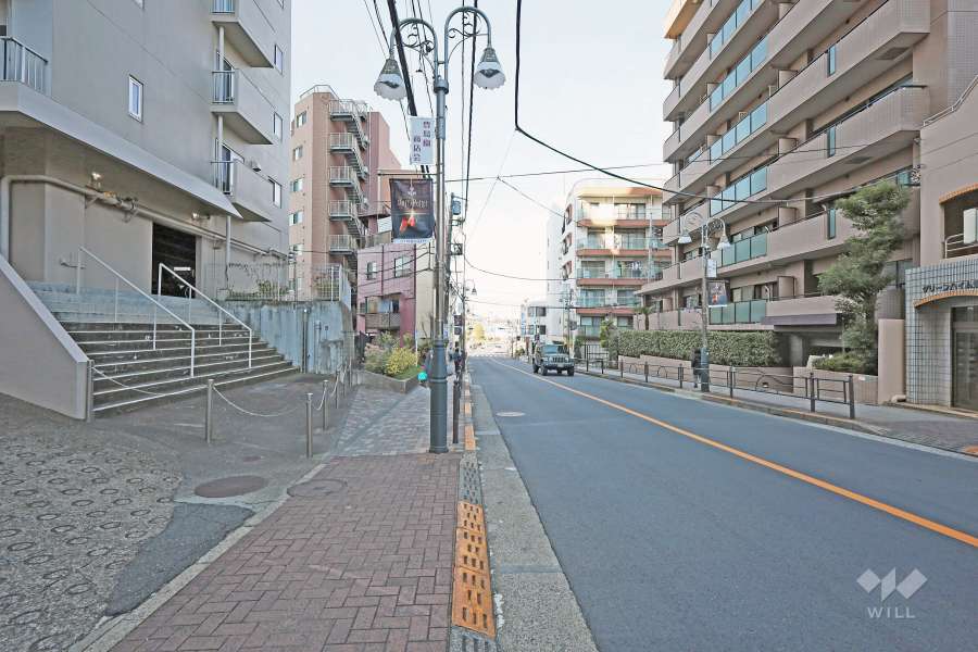 敷地東側の前面道路は豊島園通りです（南側から）。