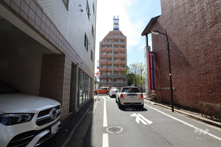 北西側の前面道路(北東側から)