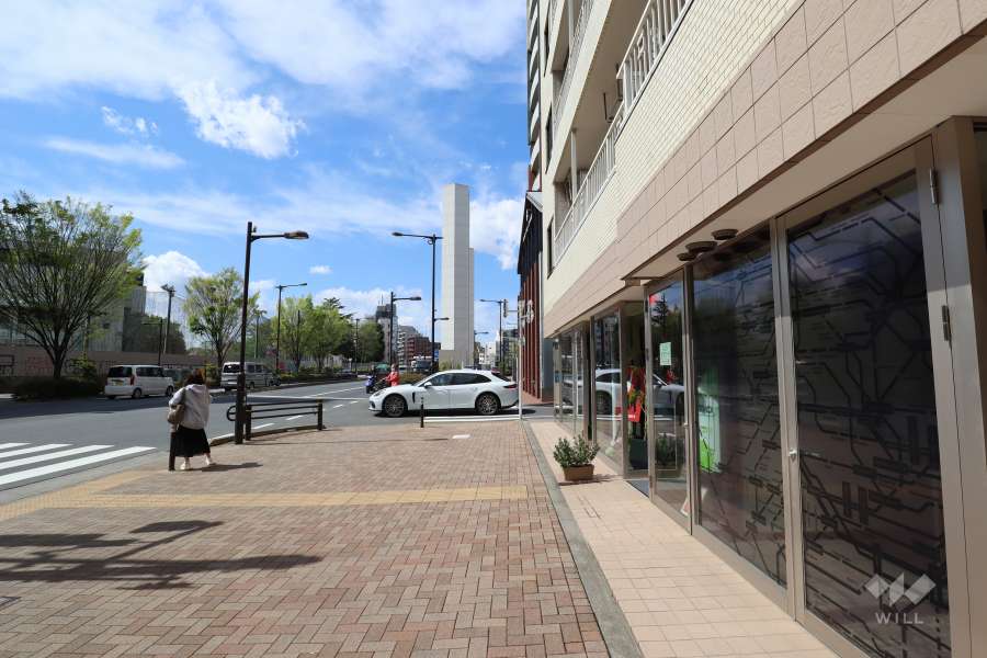 敷地南西側の前面道路(南東側から)