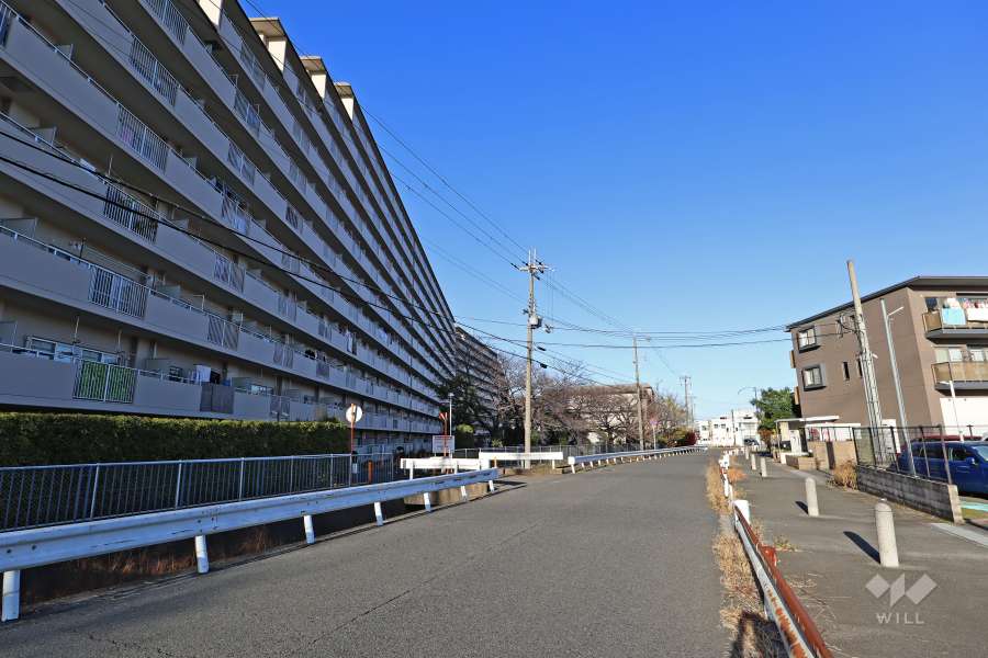 敷地南東側の前面道路（南側から）