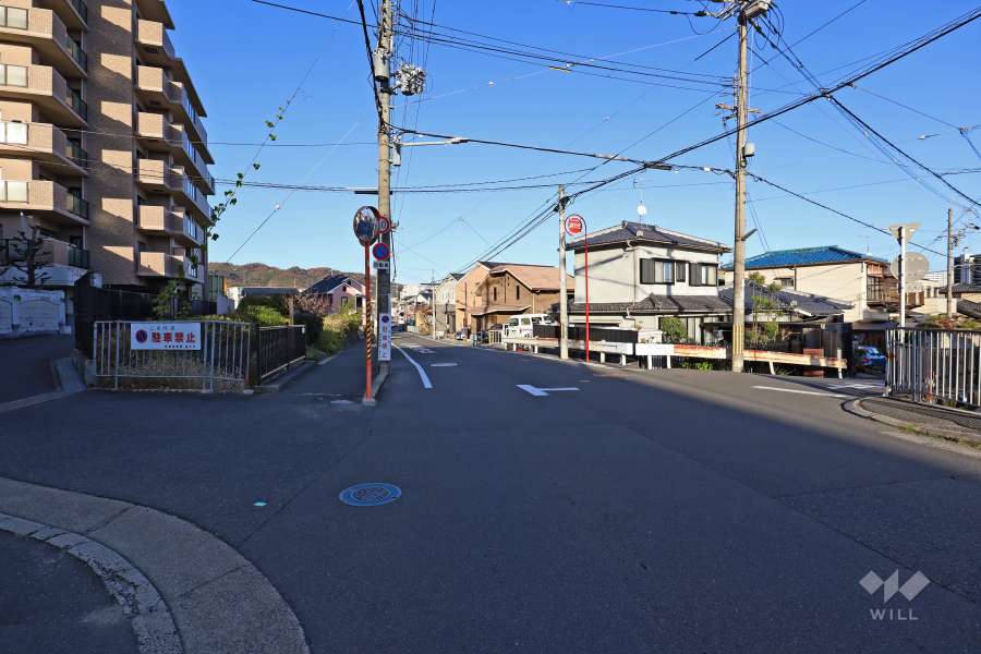 敷地南東側の前面道路（南側から）