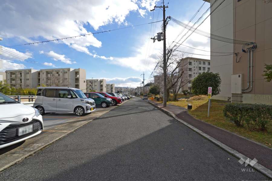 敷地東側の前面道路（北側から）