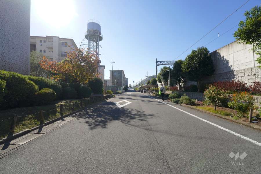 敷地西側の前面道路（北側から）