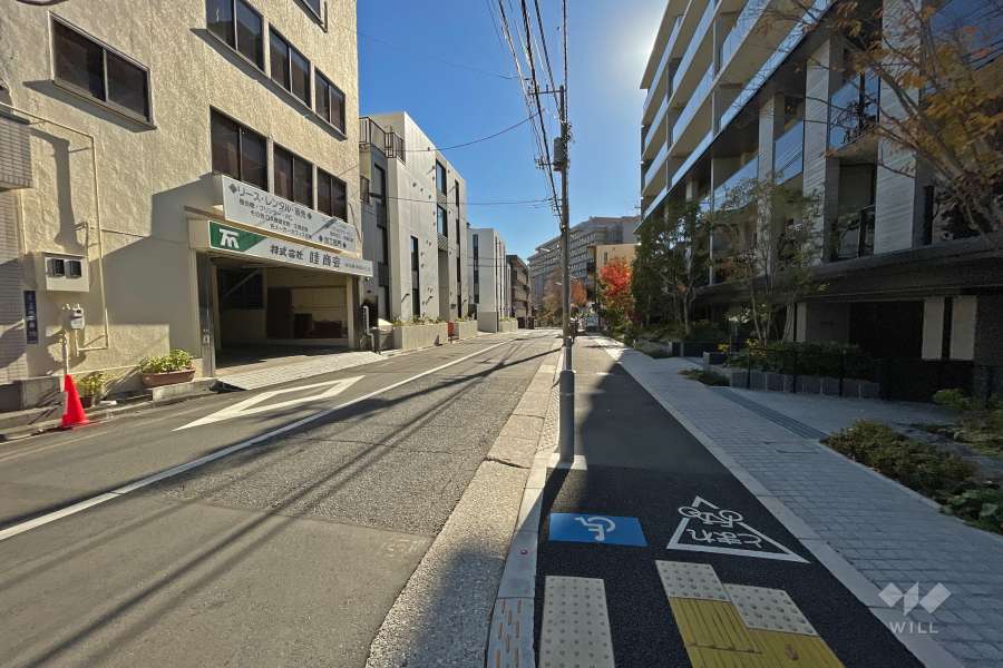 敷地東側の前面道路（北側から）