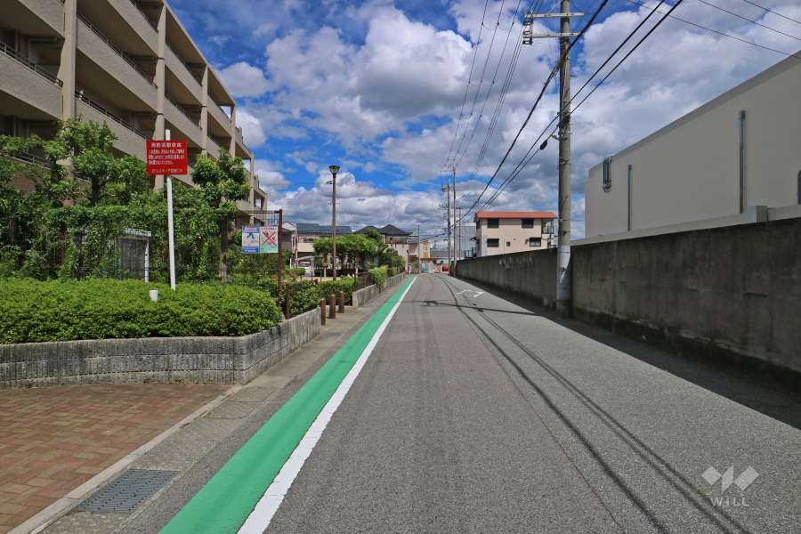 敷地東側の前面道路（南側から）