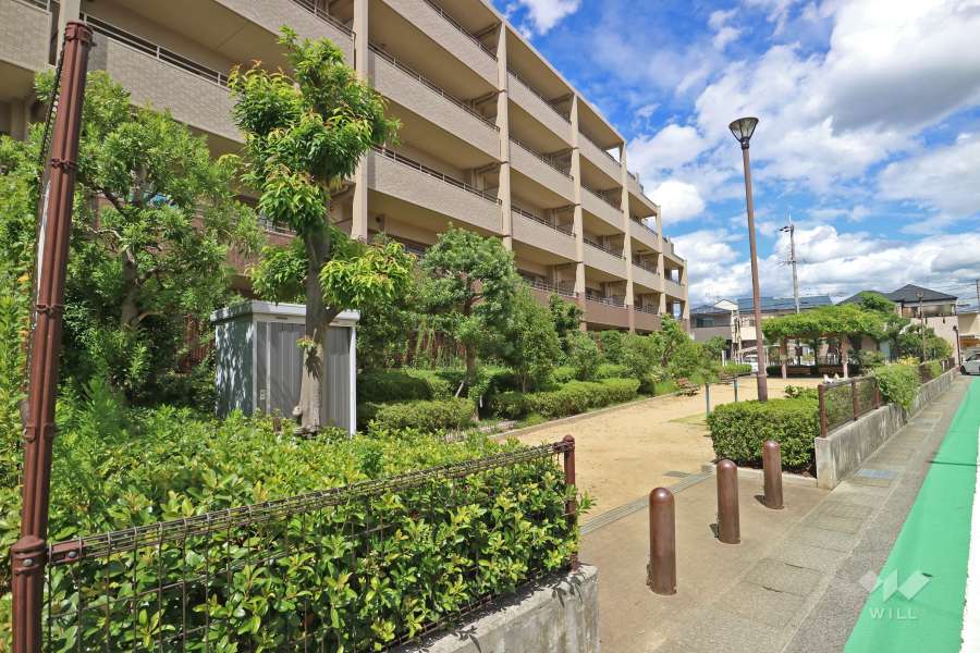 敷地東側は公園と隣接しています。