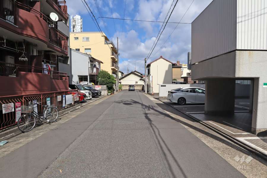 敷地の南側前面道路（西側から）