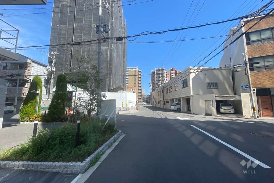 敷地南側の前面道路（西側から）