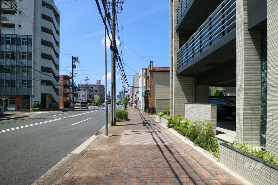 敷地南西側の前面道路（南東側から）