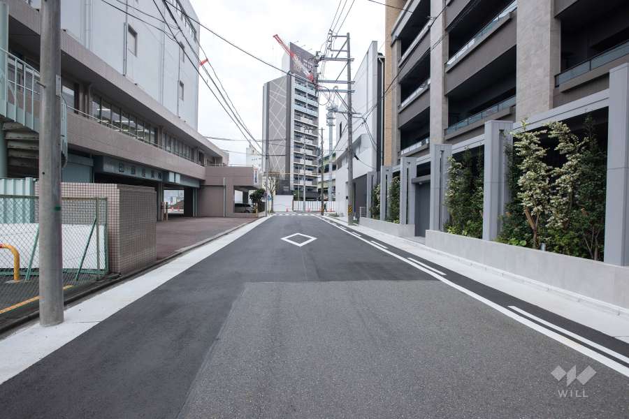 敷地北側の前面道路（西側から）