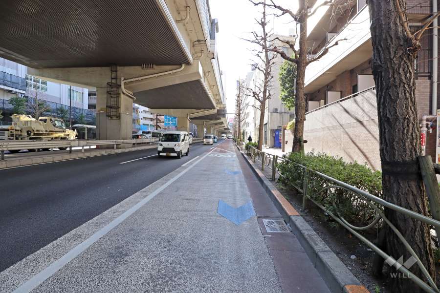 敷地東側の前面道路（北側から）