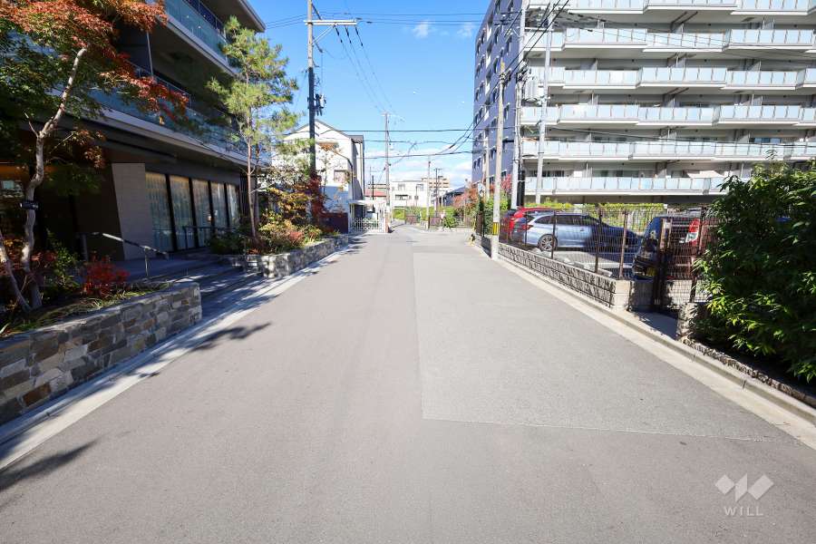 敷地東側の前面道路(南側から)