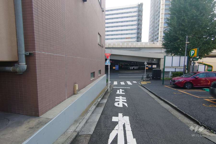 敷地西側の前面道路（北側から）