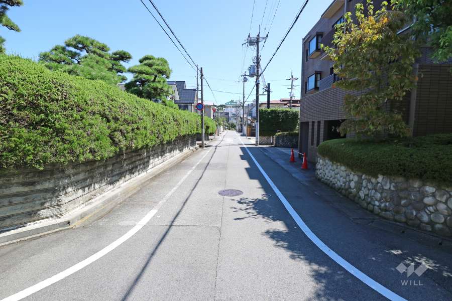 敷地北側の前面道路（西側から）