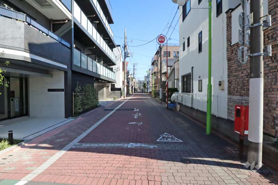 敷地南東側の前面道路(南西側から)