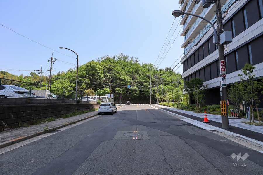 敷地東側の前面道路（北側から）