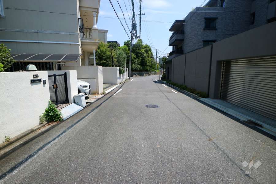 敷地北側の前面道路（西側から）