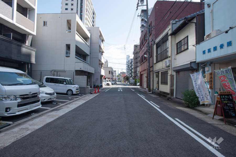 敷地南側の前面道路（西側から）