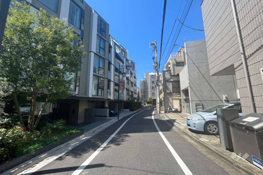 敷地東側の前面道路（南側から）