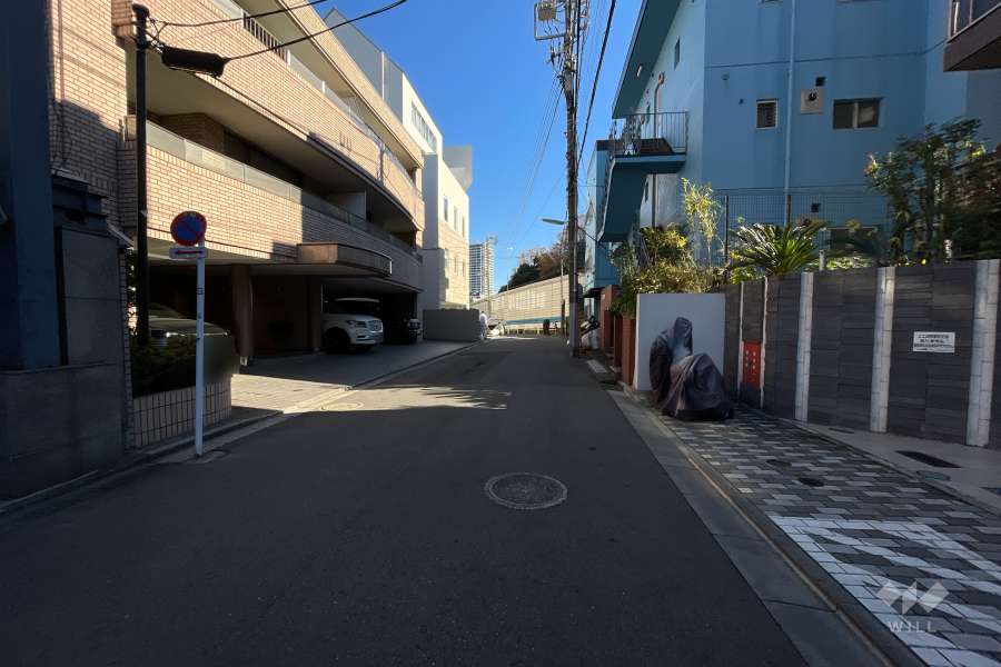 敷地の南側前面道路（東側から）
