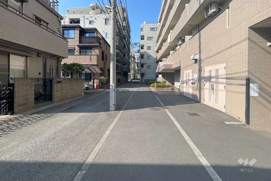 敷地西側の前面道路