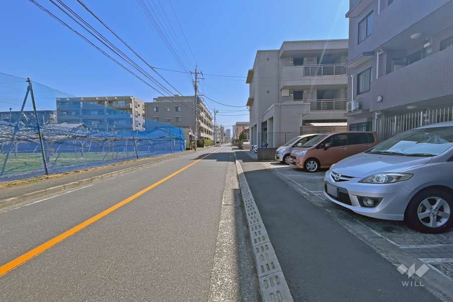 敷地北側の前面道路（西側から）