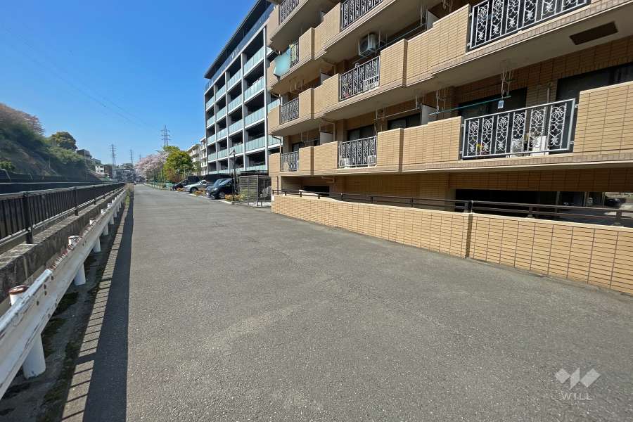 敷地南側前面道路は矢上川沿いです。