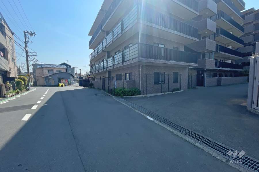 敷地東側の前面道路（北側から）
