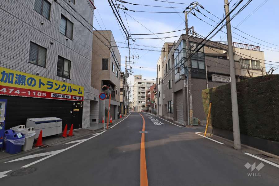 敷地西側の前面道路(南側から)