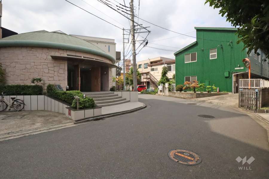 敷地北東側の前面道路（南東側から）