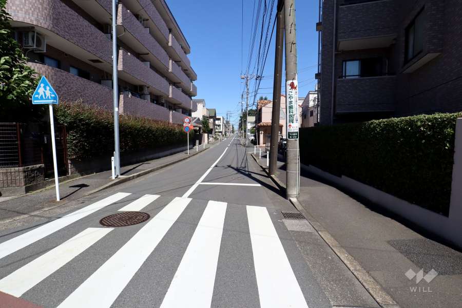敷地西側の前面道路