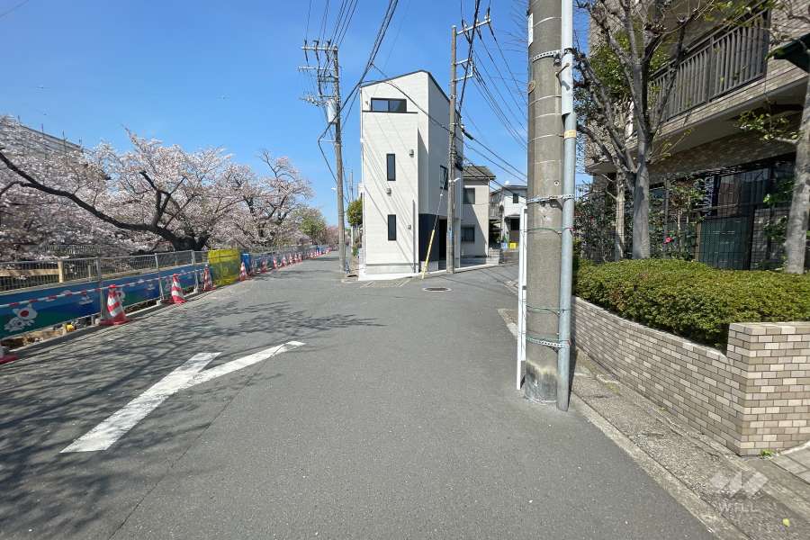 敷地西側の前面道路