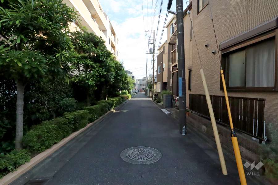 敷地西側の前面道路