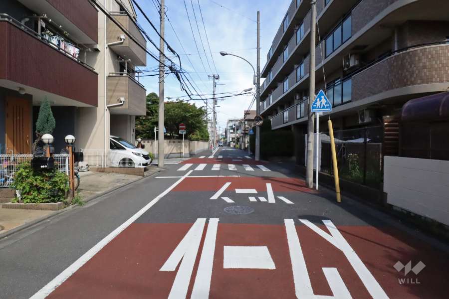 敷地西側の前面道路(南側から)