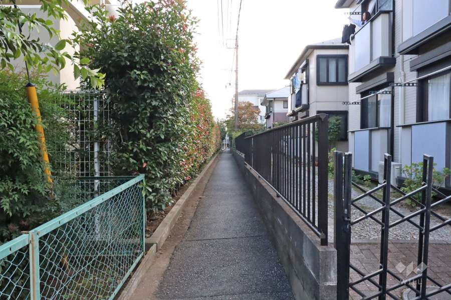 敷地西側の前面道路(北側から)